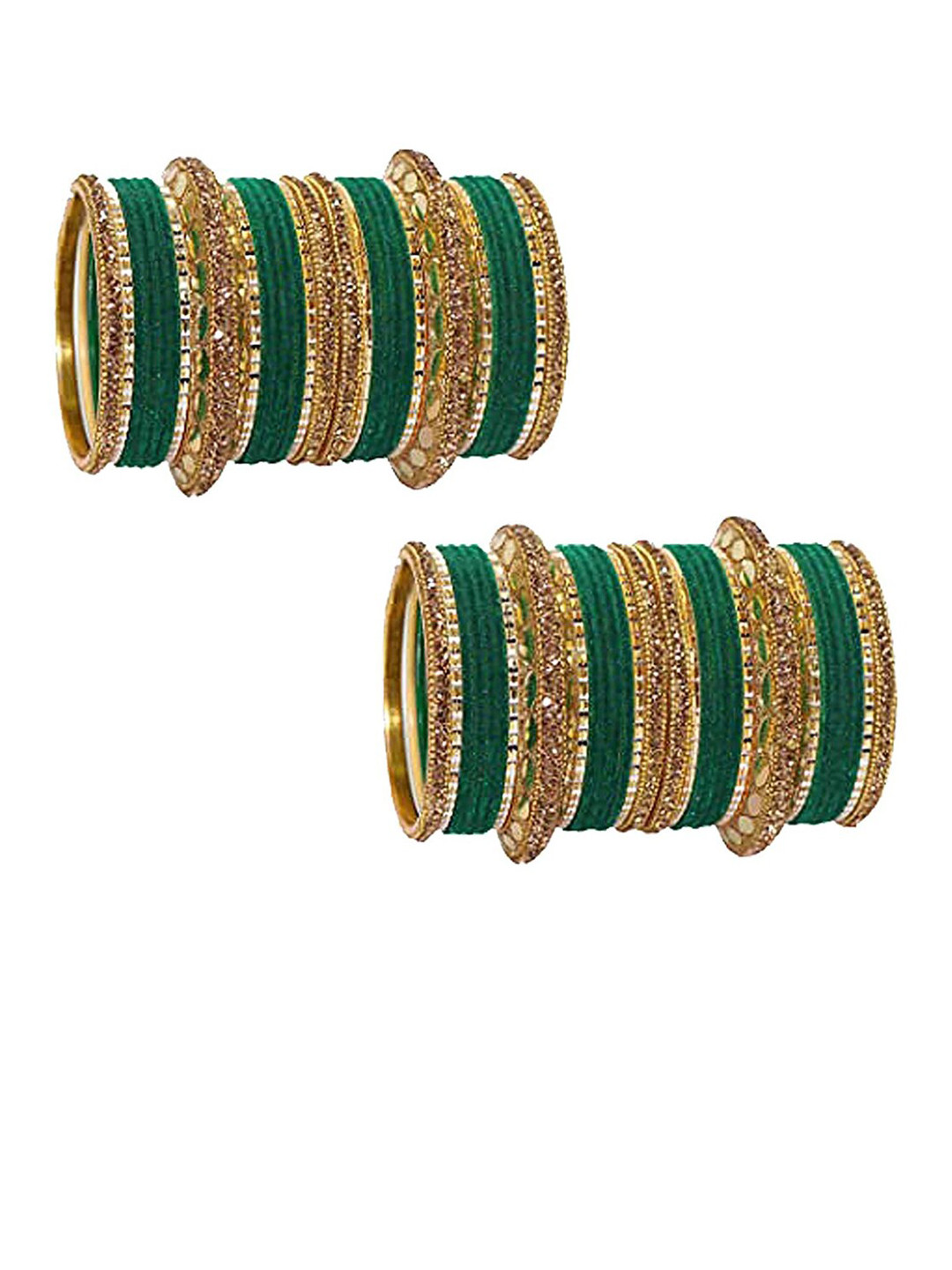 NMII Set of 60 Stone-Studded Mirror Bridal Bangles