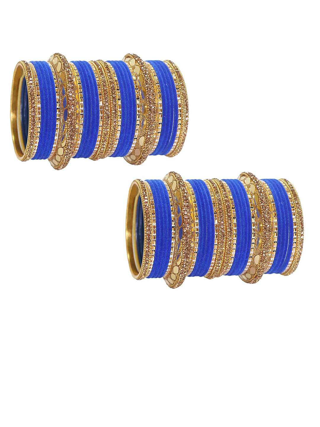 NMII Set Of 30 Gold-toned Zircon Gemstone Studded Bridal Bangles