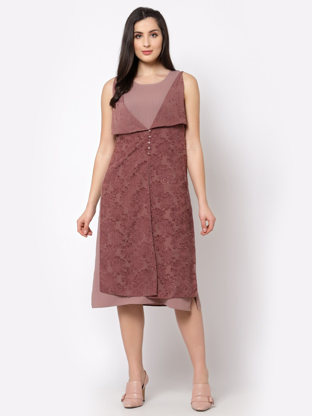 OFFICE & YOU Sleeveless A-Line Straight Midi Dress