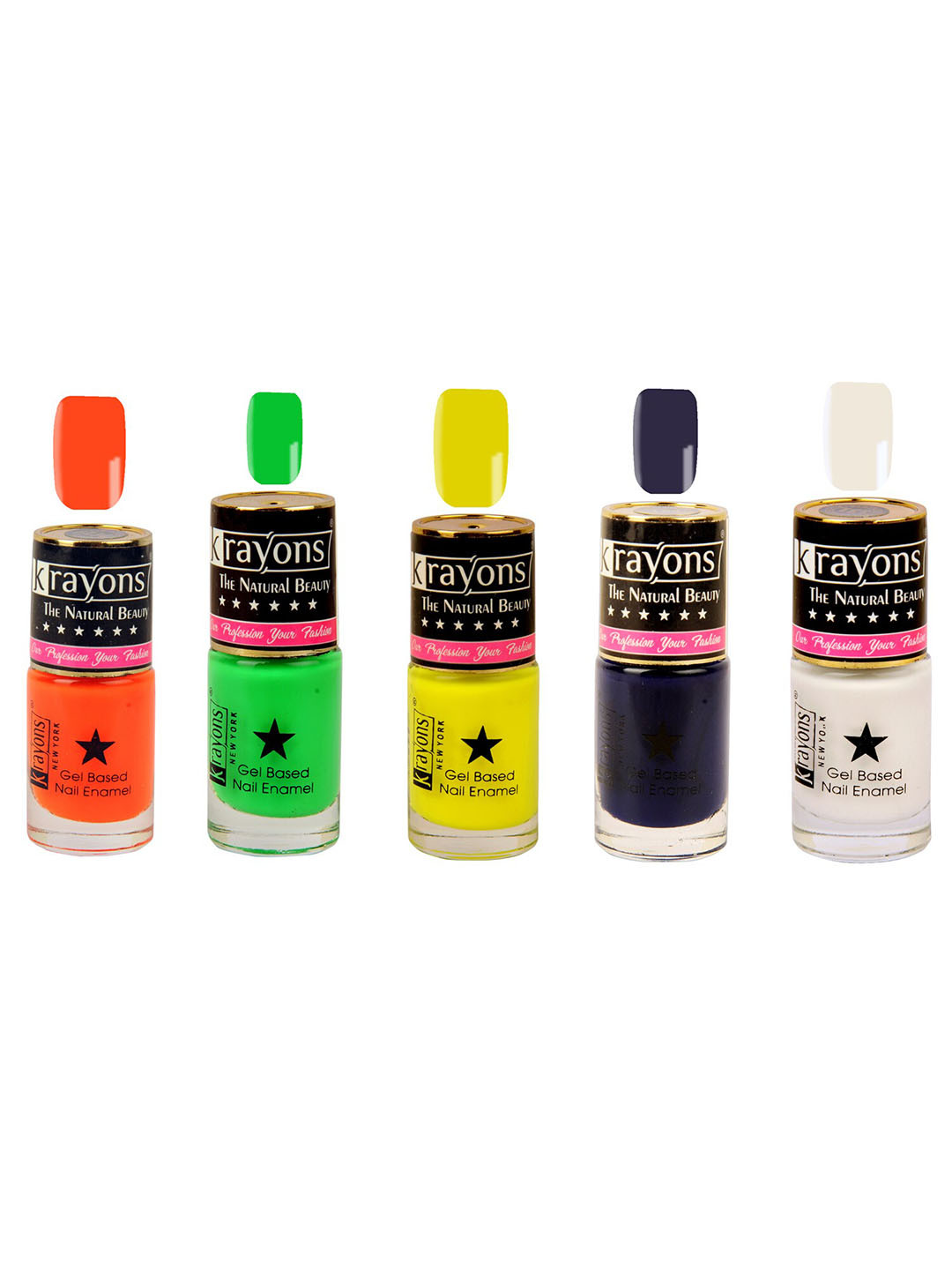 krayons Set of 5 The Natural Beauty Gel Based Long Lasting Nail Enamel - 6 ml Each