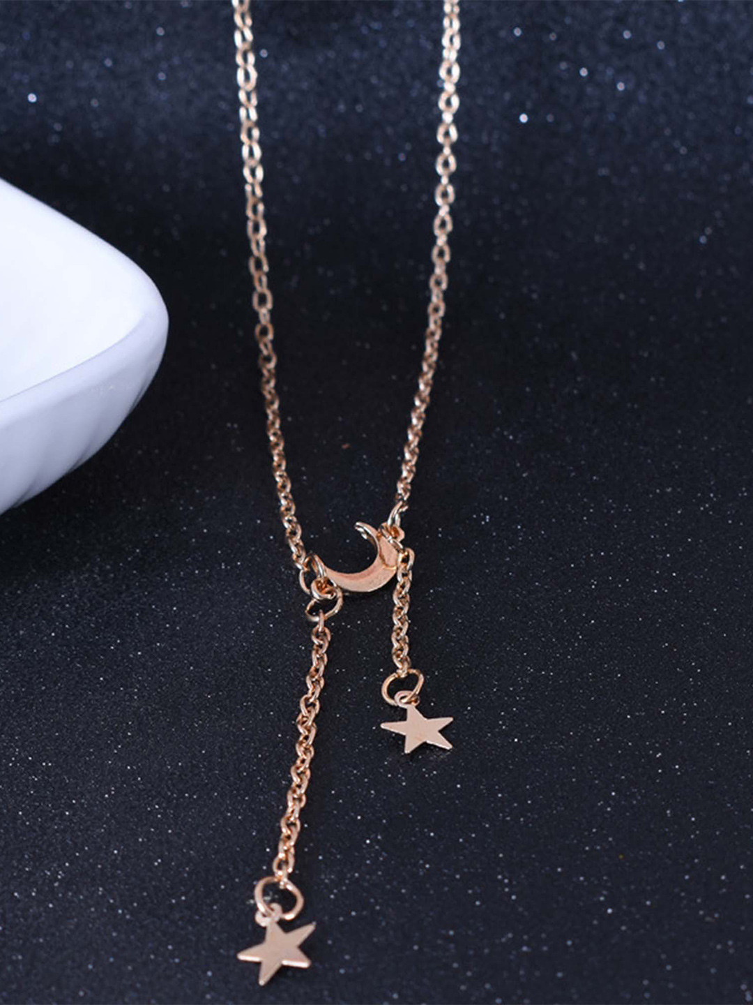 Pinapes Gold-Plated Dual Star Moon Necklace
