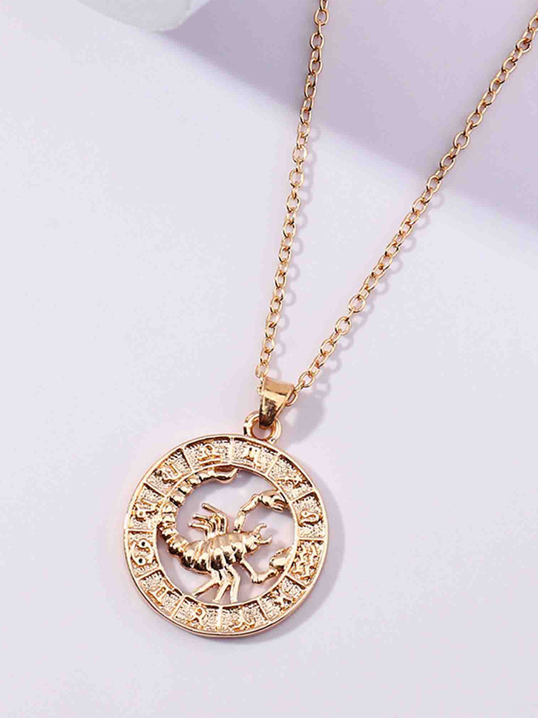 Pinapes Gold-Plated Circle Star Sign Scorpio Necklace