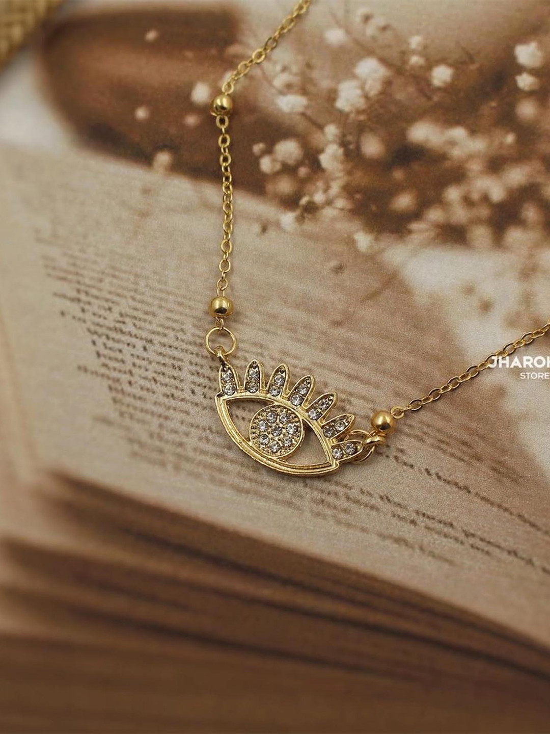 Pinapes Gold-Plated Evil Eye Pendant Necklace