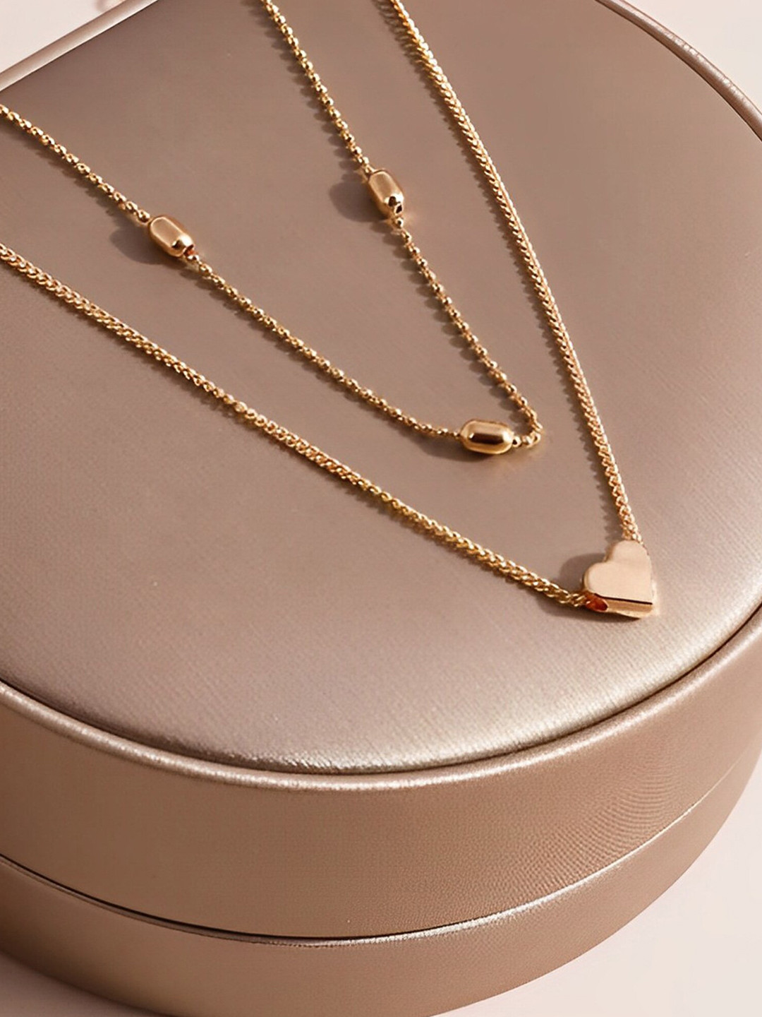 Pinapes Gold-Plated 2 Layered Heart Shaped Chain