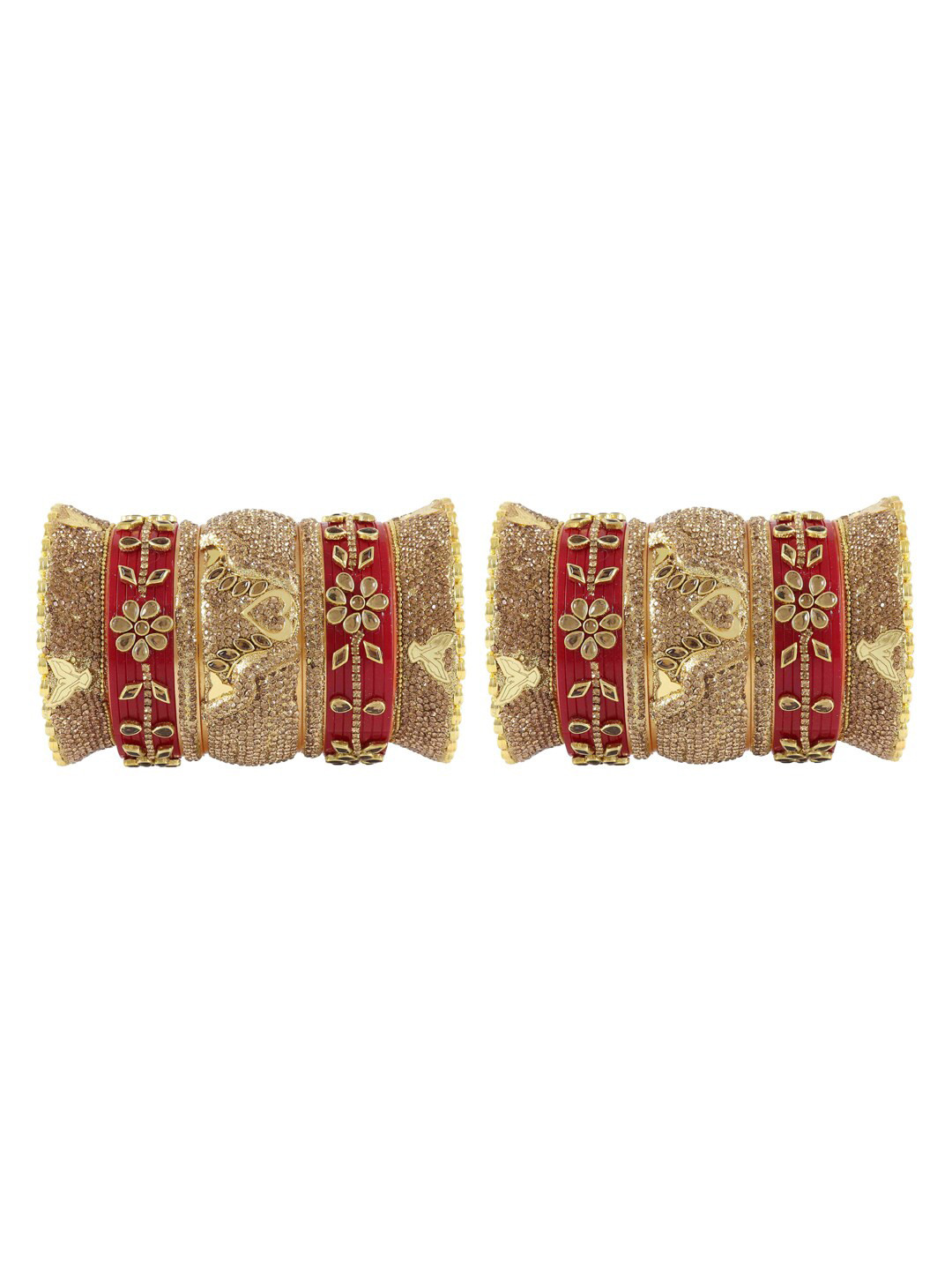 NMII Set of 14 Stone-Studded Flower Shaped Acrylic Bridal Bangles