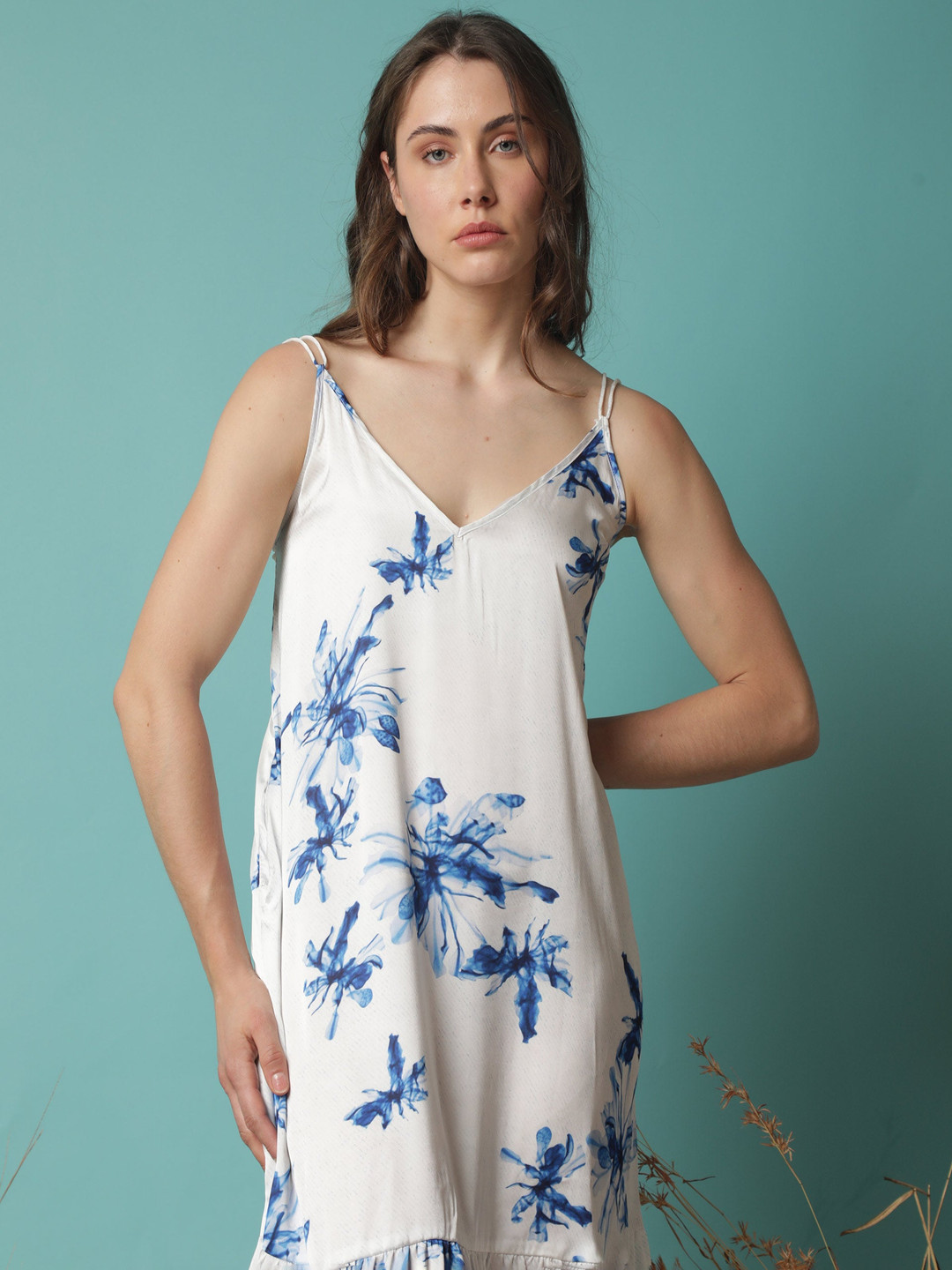 RAREISM Women White Regular Fit Shoulder Strap Dress