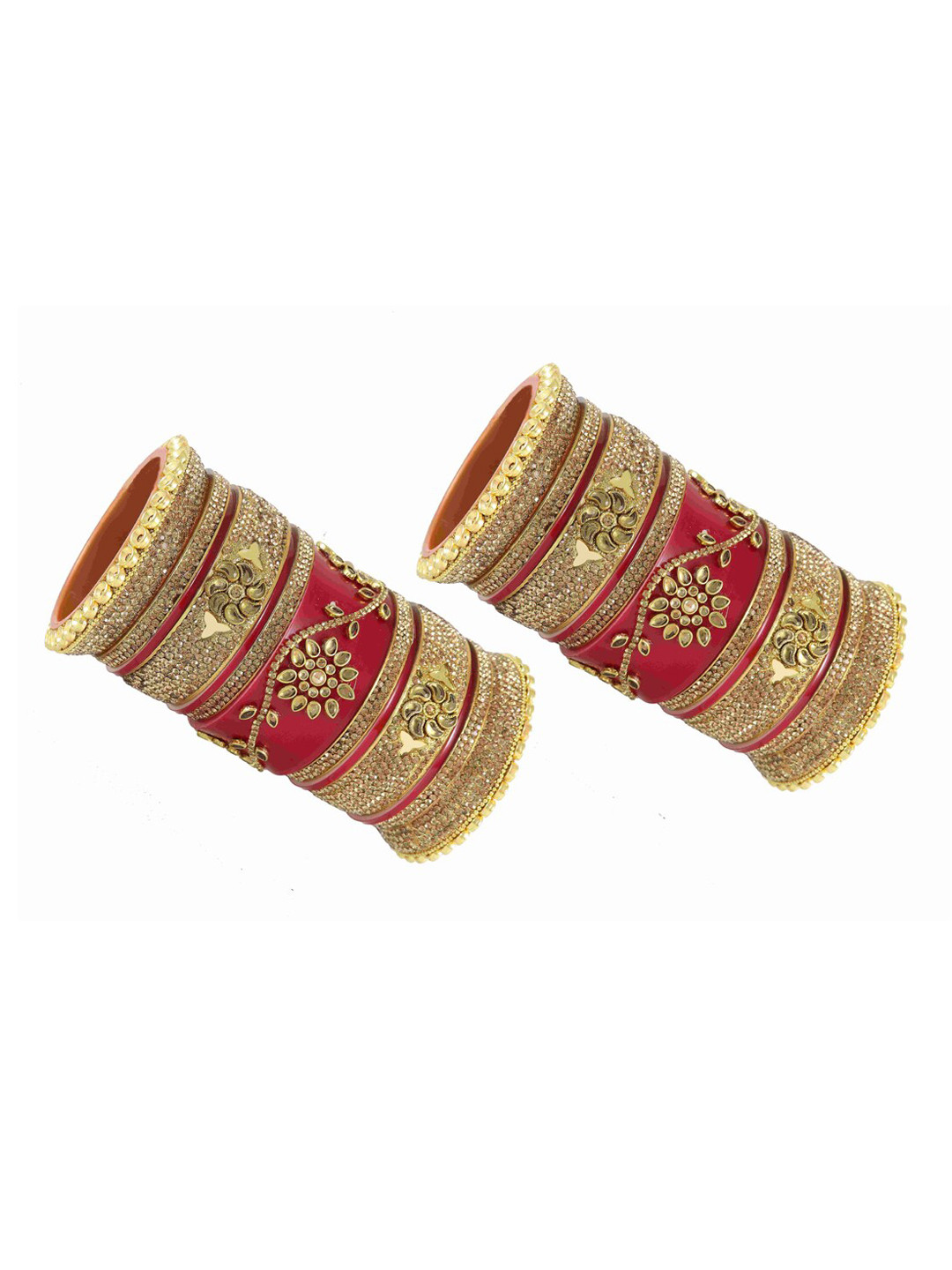 NMII Set Of 26 Stone-Studded Flower Shaped Acrylic Chuda Bangles