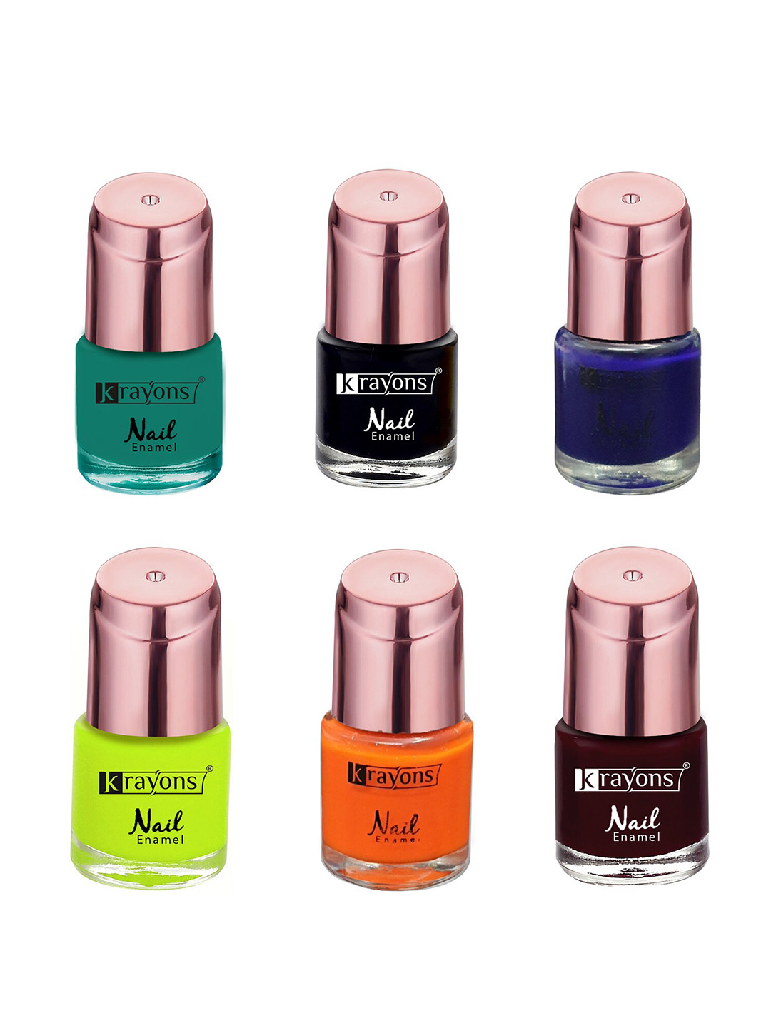 krayons Set of 6 Crazy Long Lasting Gel Nail Enamel - 8 ml Each
