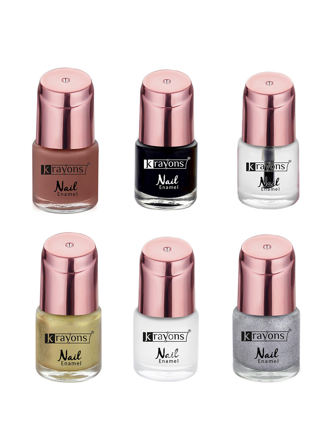 krayons Set of 6 Crazy Long Lasting Gel Nail Enamel - 8 ml Each