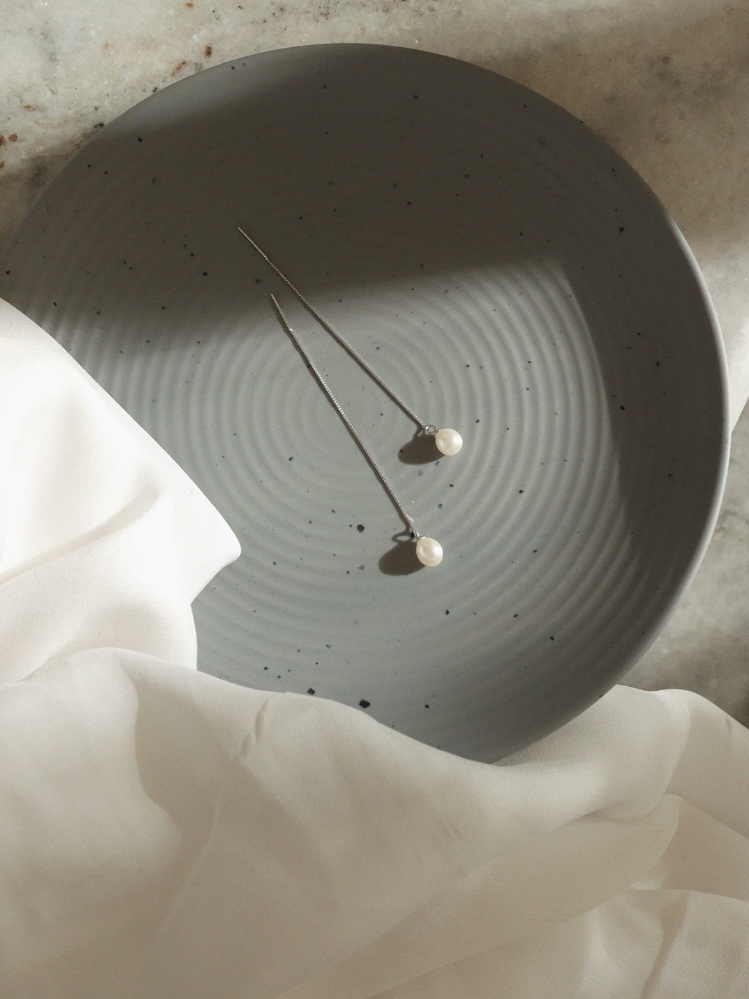 CURIO COTTAGE Contemporary Silver-Plated Drop Earrings