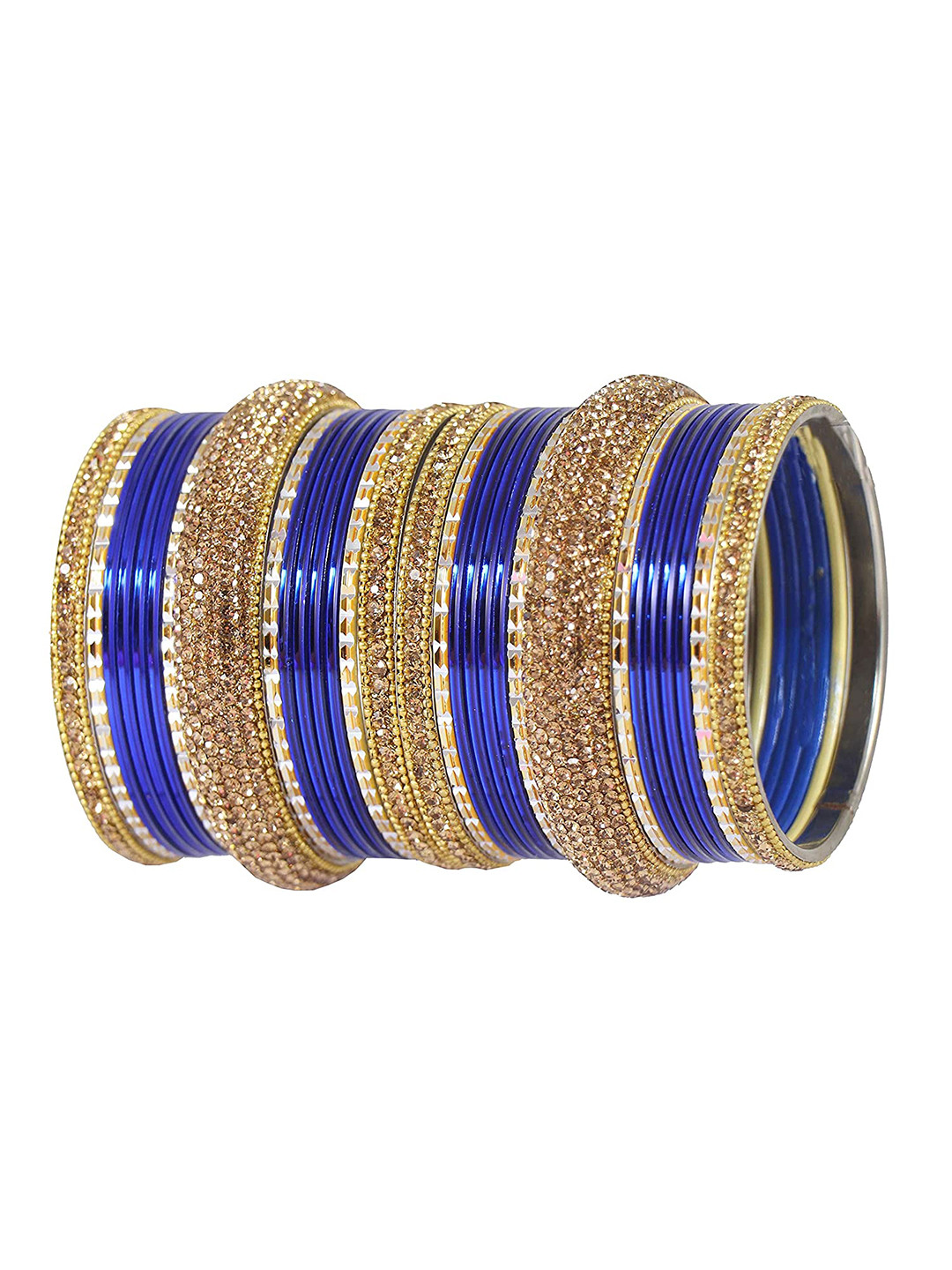 NMII Set Of 30 Gold-Plated Zircon Glossy Chuda Bangles