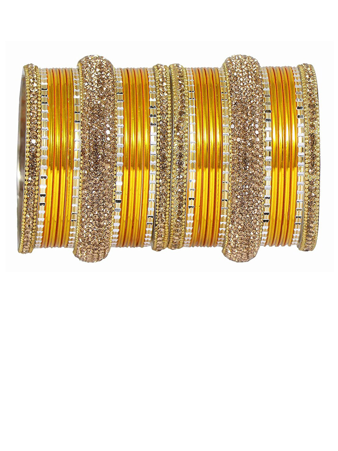 NMII Set Of 30 Stone-Studded & Linked with Ball Chain Chuda Bangles