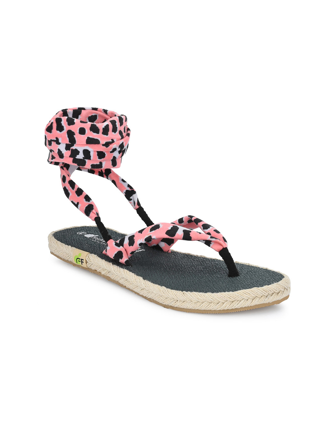 FRESH 1947 FEET Women Printed Open Toe T-Strap Flats