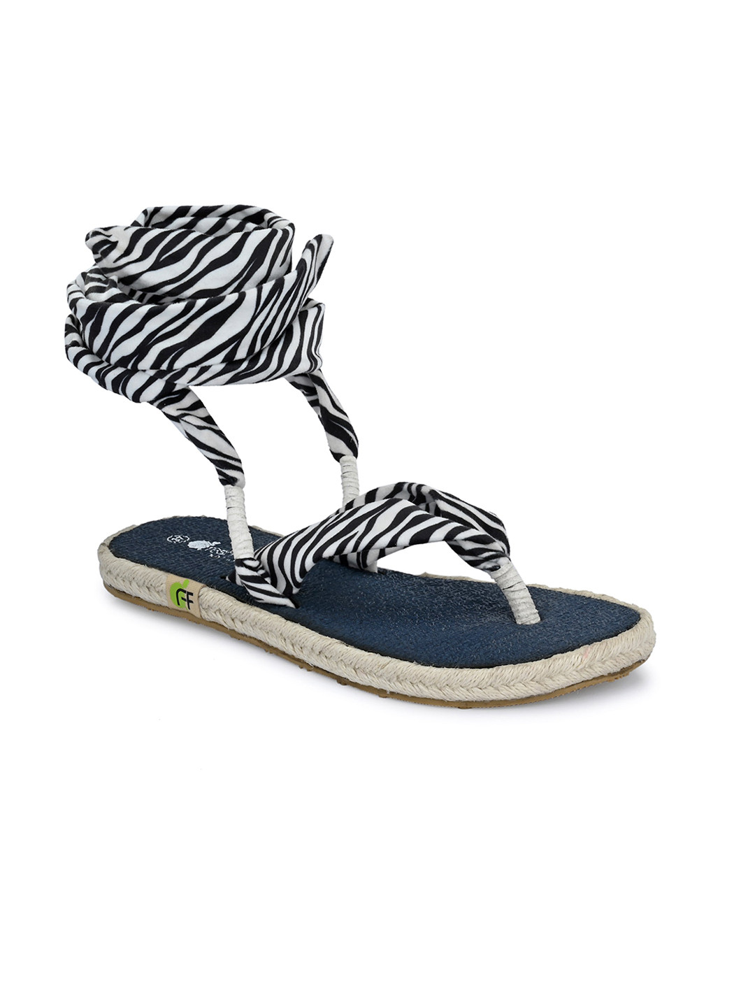 FRESH 1947 FEET Women Printed Velvet T-Strap Flats With Tie Ups