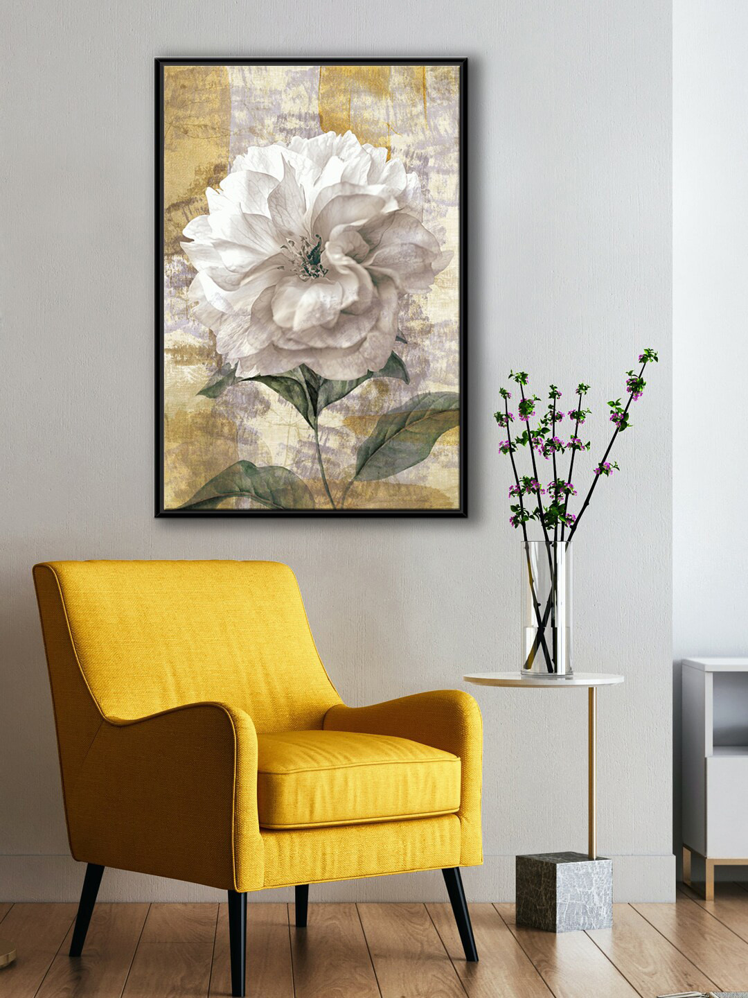 999Store White Rose Flower Canvas Wall Rectangle Paintings Wall Art - 36 x 24In
