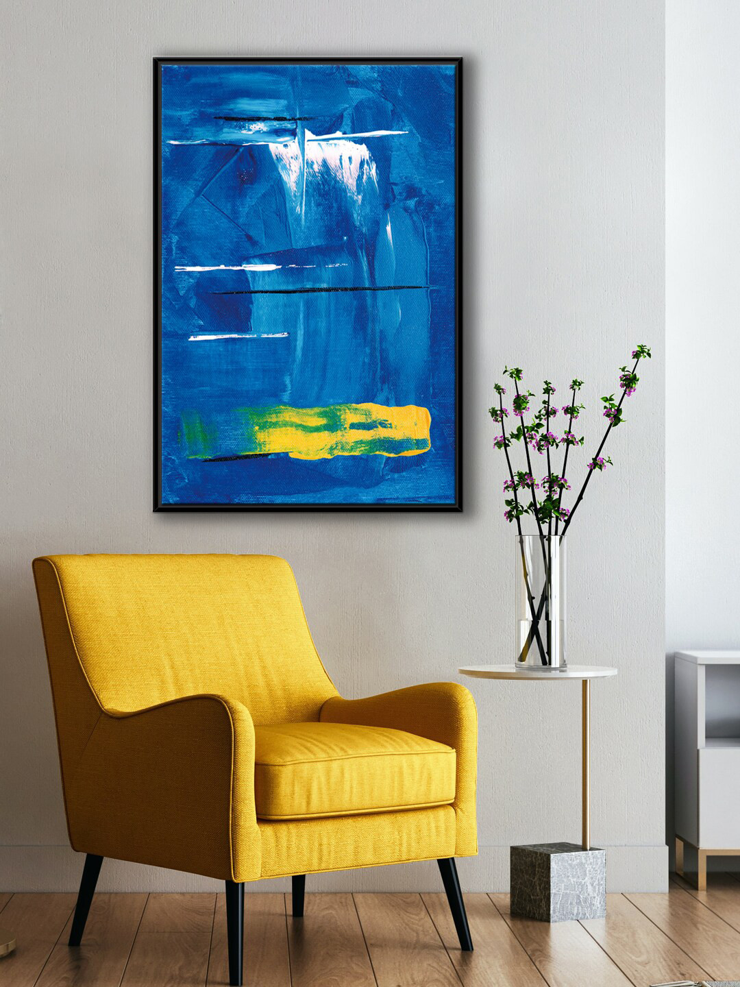999Store Blue & Yellow Modern Abstract Painting Canvas Wall Art