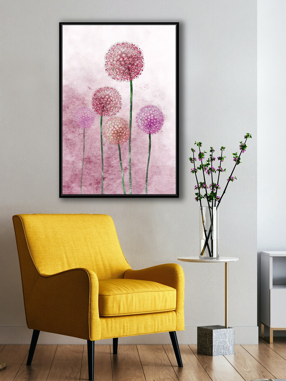 999Store Pink & Red Dandelion Flower Painting Canvas Wall Art