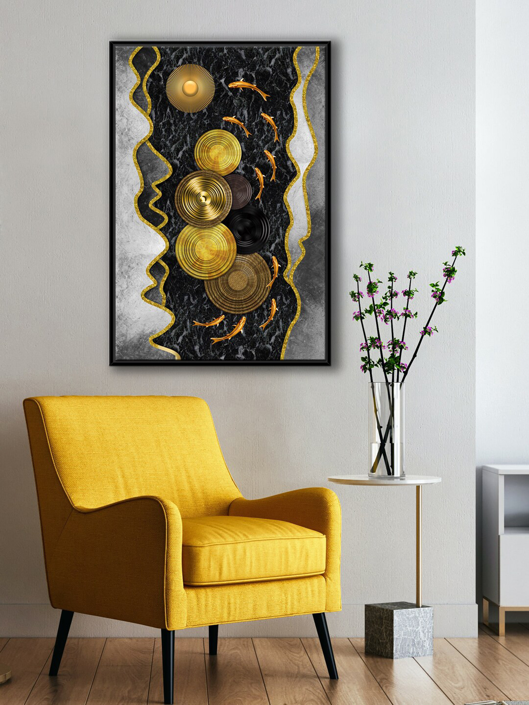 999Store Abstract Koi Fish Printed Rectangle Portrait Paintings Wall Art - 36x24In