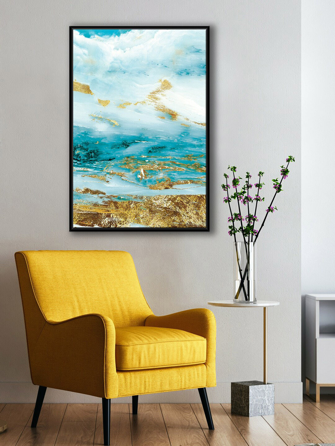 999Store Modern White & Blue Sky View Canvas Painting Wall Art