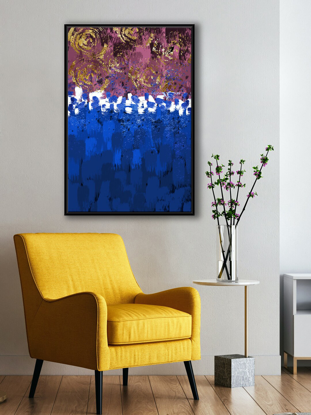 999Store Modern Mauve & Blue Abstract Canvas Painting Wall Art