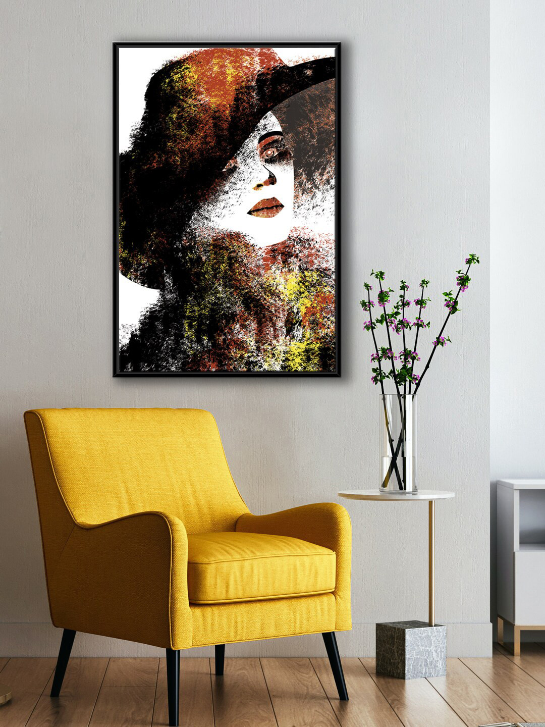 999Store Modern Black & White Woman Face Canvas Painting Wall Art