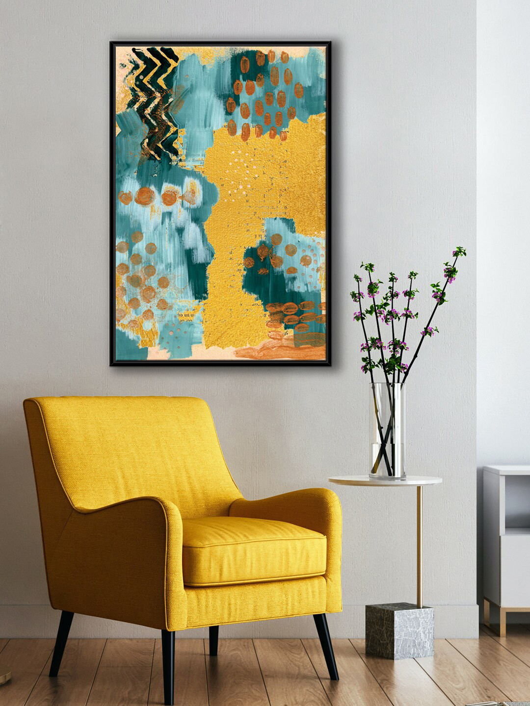 999Store Modern Blue & Beige Abstract Canvas Painting Wall Art