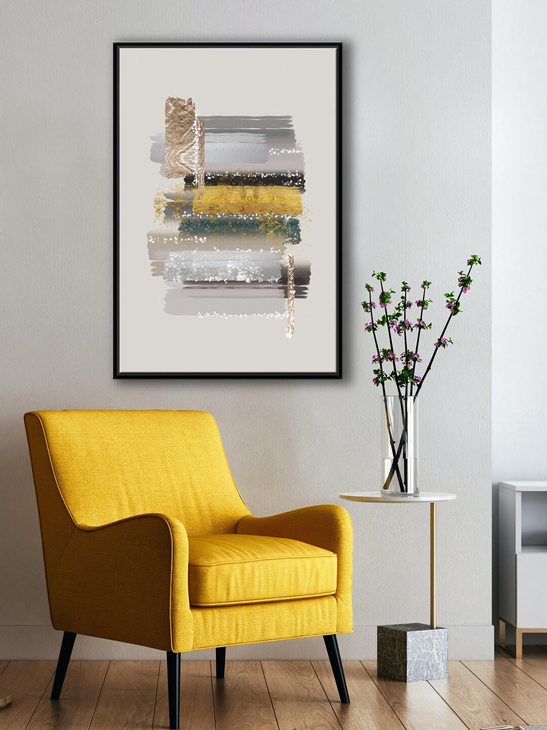 999Store Modern White & Grey Abstract Painting Wall Art