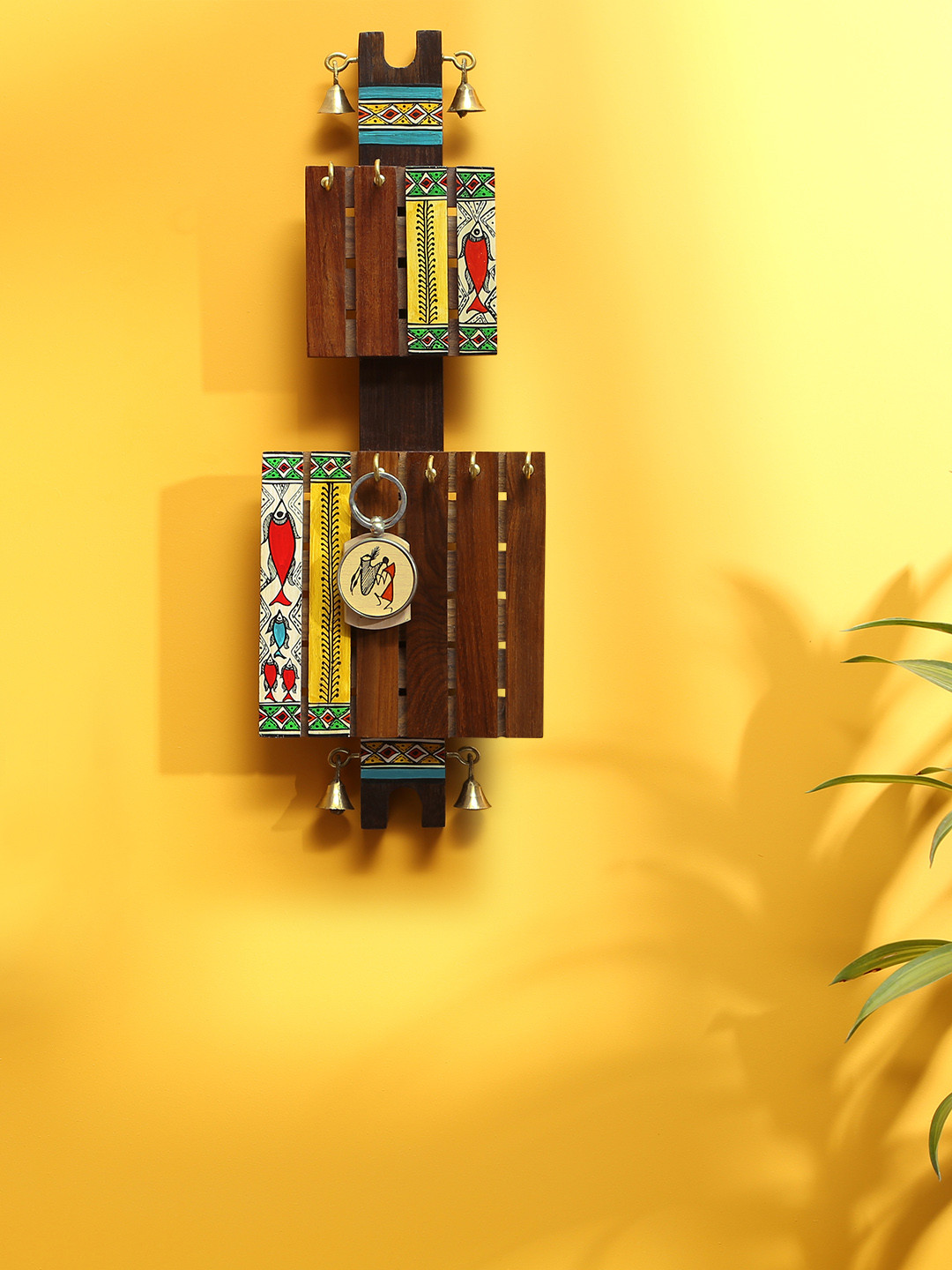 ExclusiveLane Brown Madhubani Hand-Painted Sheesham Wooden Key Holder