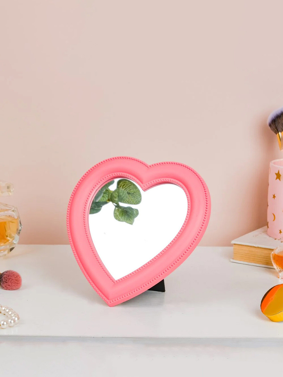 Nestasia Pink Hearty Unique Design Table Top Mirror