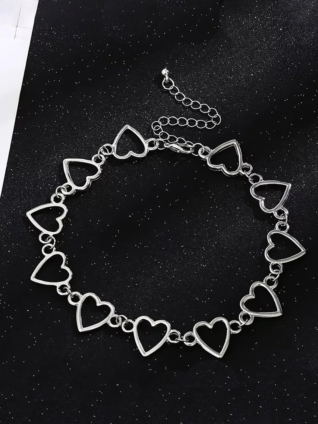 Jewels Galaxy Brass Silver-Plated Choker Necklace