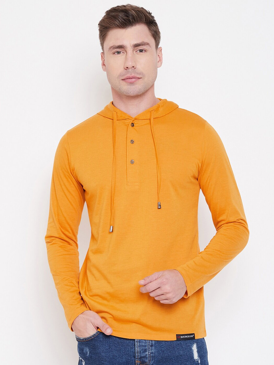 LE BOURGEOIS Men Hooded Long Sleeve T-shirt