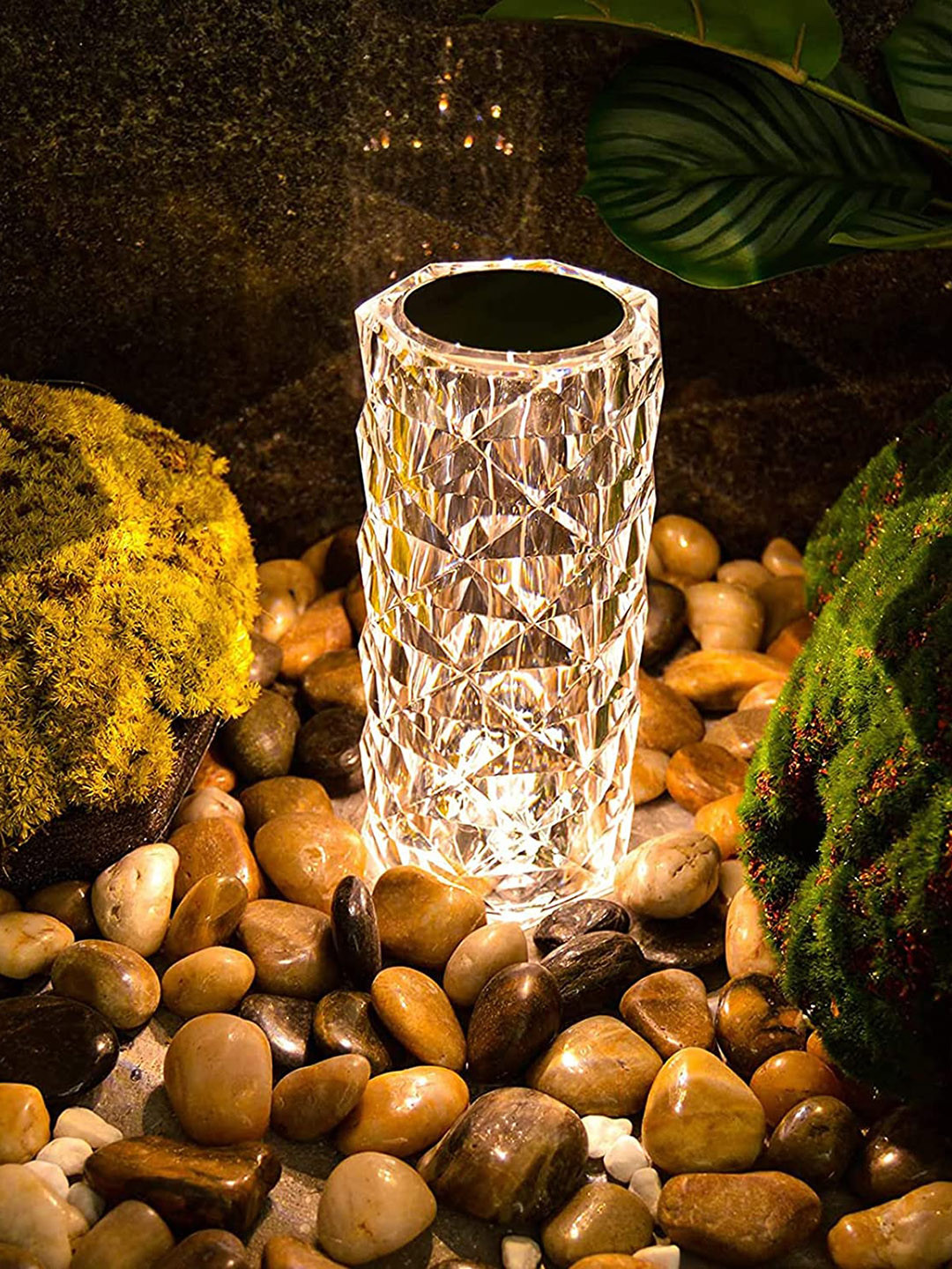 XERGY White Textured Color Changing Crystal Night Table lamp