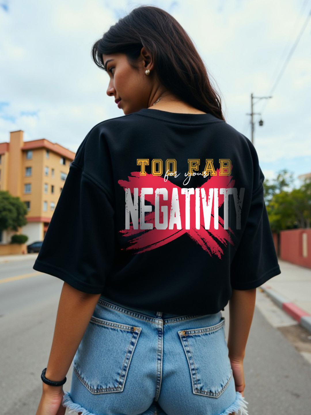 Mad Over Print Extended Sleeves Oversize Cotton T-shirt