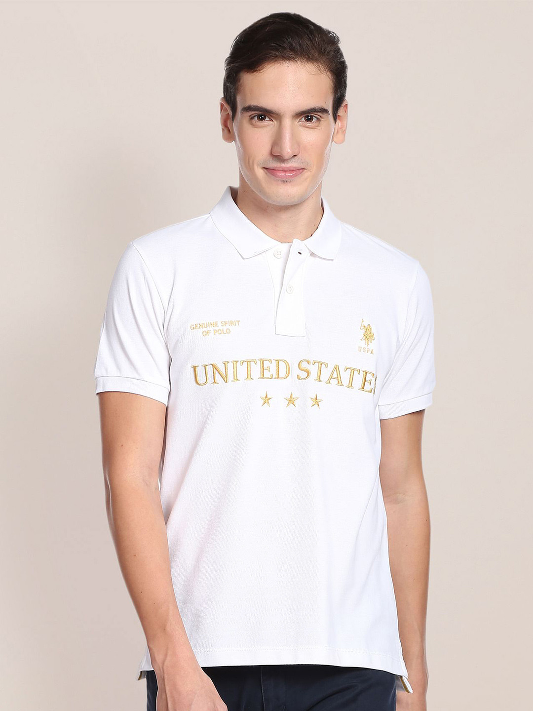 U.S. Polo Assn. Men People & Places Printed Polo Collar Slim Fit Pure Cotton T-shirt