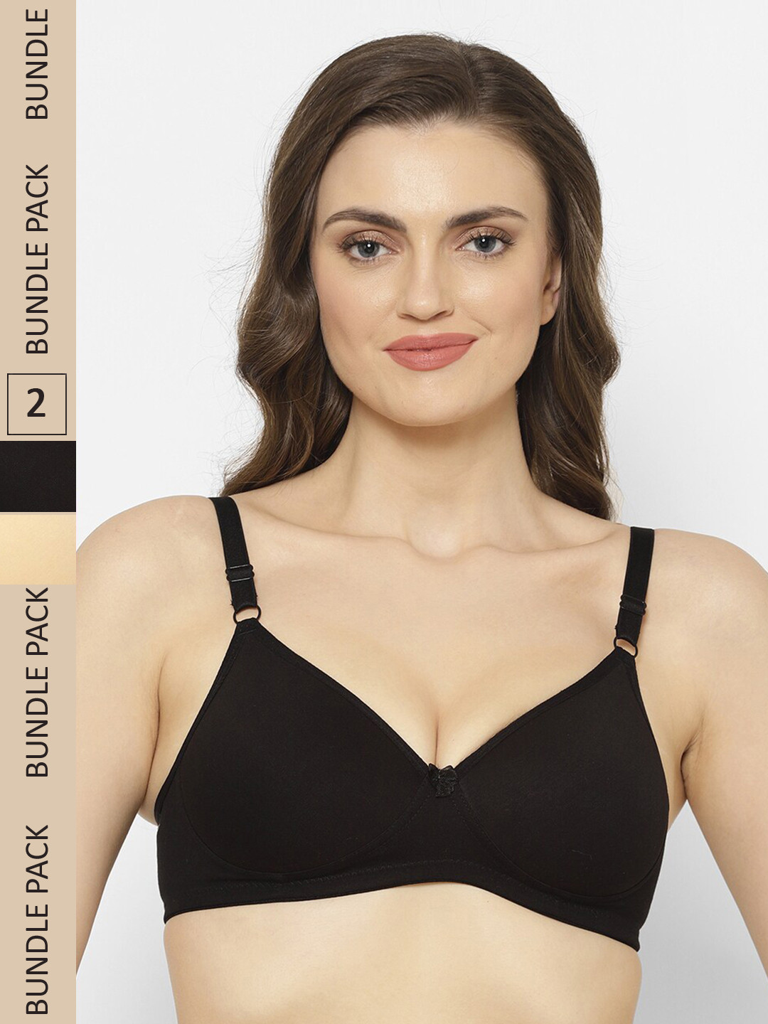 Floret Black & Beige Pack Of 2 Lightly Padded Push-Up Bra