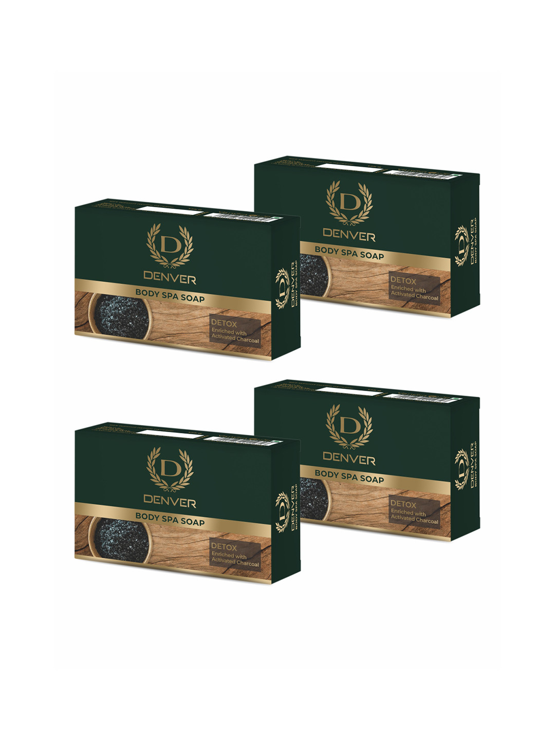 Denver Set Of 4 Detox Body Spa Soap Enriched With Activated Charcoal - 125g Each