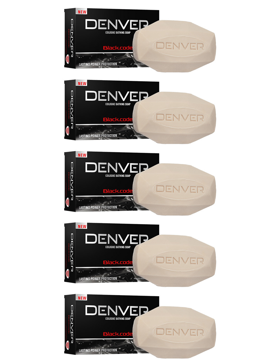 Denver Set Of 5 Odor Shield Black Code Cologne Bathing Soap - 125g Each
