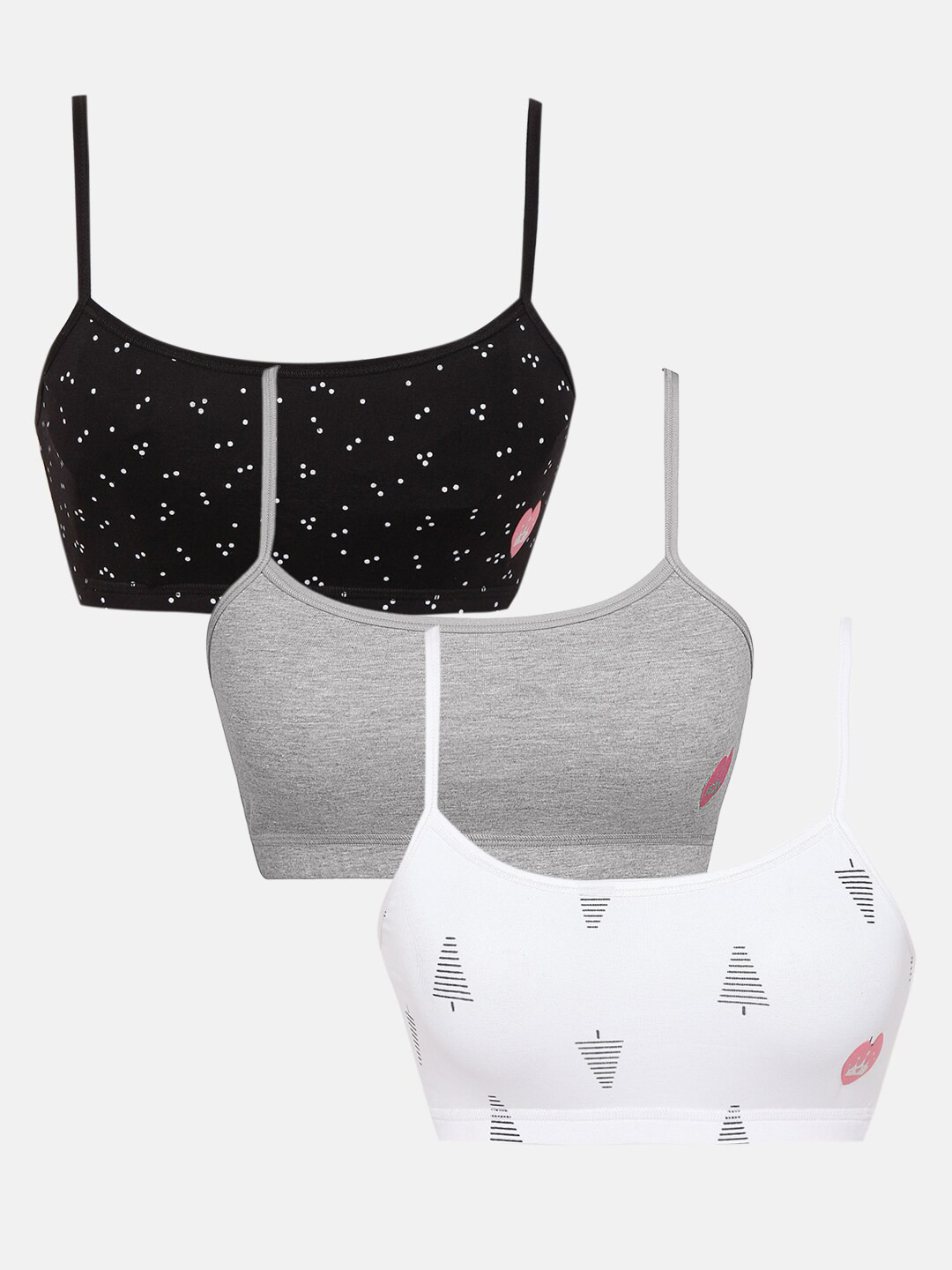 Sillysally Girls Pack of 3 Seamless Double Layer All Day Comfort Beginners Sports Bra