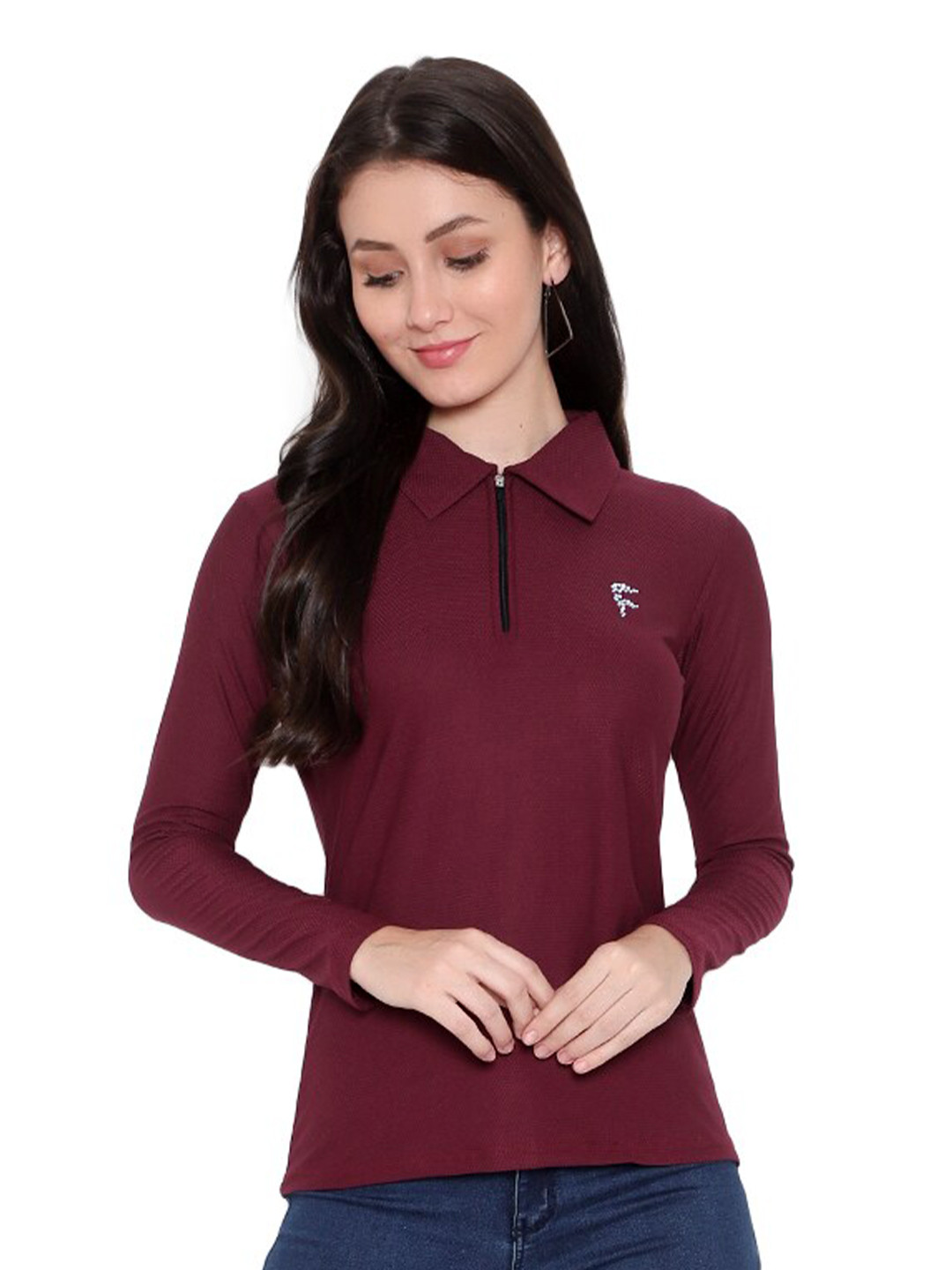 DIAZ Women Polo Collar T-shirt