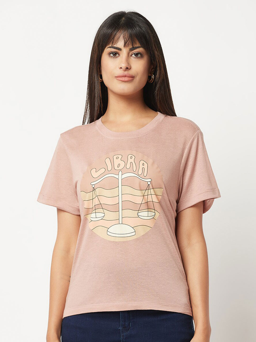 HOUSE OF S Women Typography Printed Relaxed Fit Cotton T-shirt