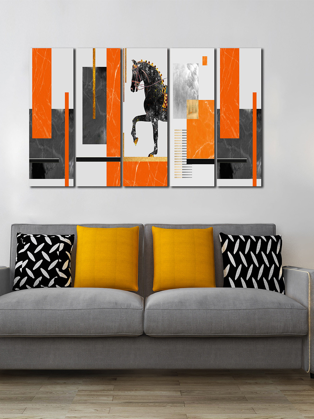 WENS Herms Canvas 5 Piece Wall Rectangle Paintings Wall Art - 24 x 8 In