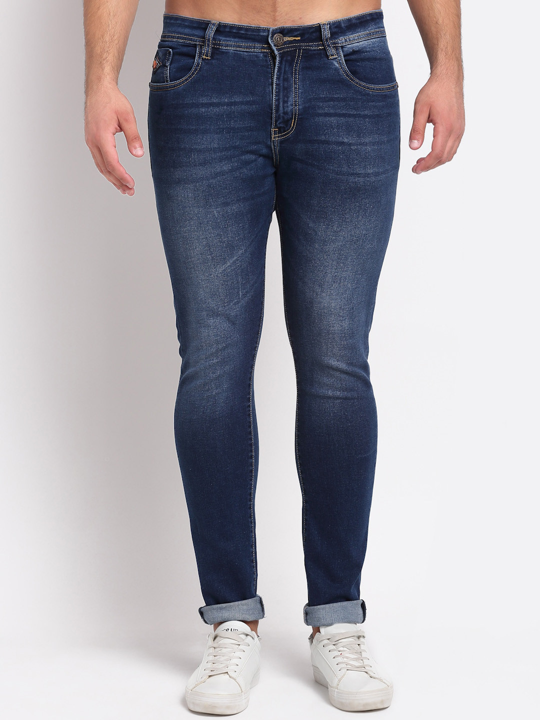 LOUIS STITCH Men Slim Fit Light Fade Stretchable Cuffed Hem Jeans