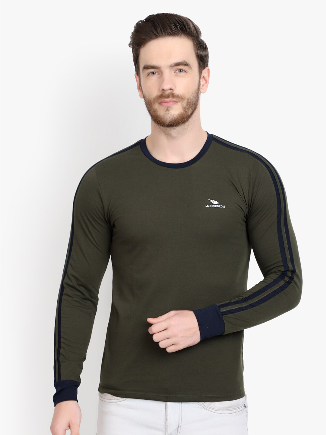 LE BOURGEOIS Men Round Neck Full Sleeve T-shirt
