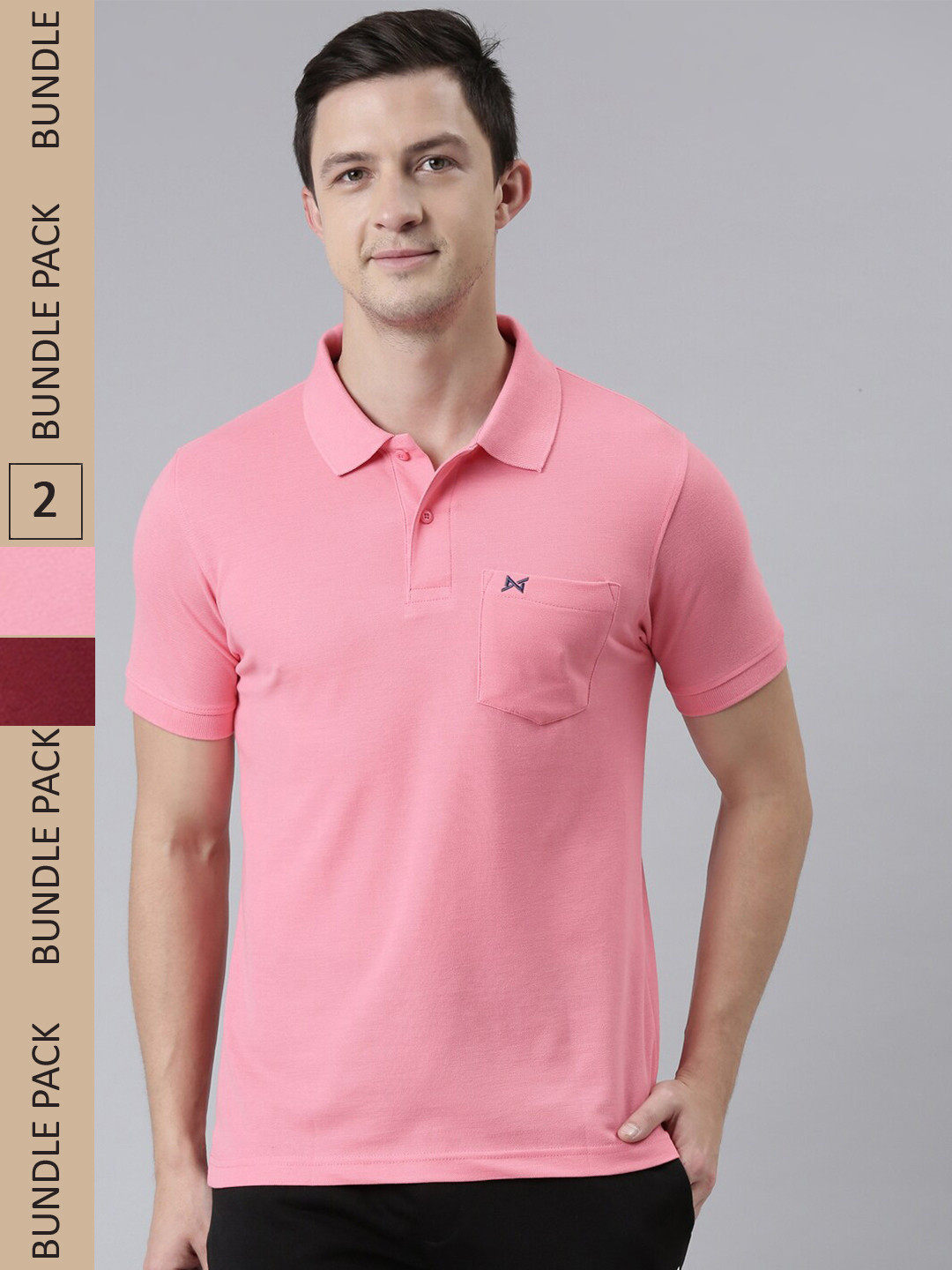 Force NXT Pack of 2 Polo Collar Super Combed Cotton T-shirts