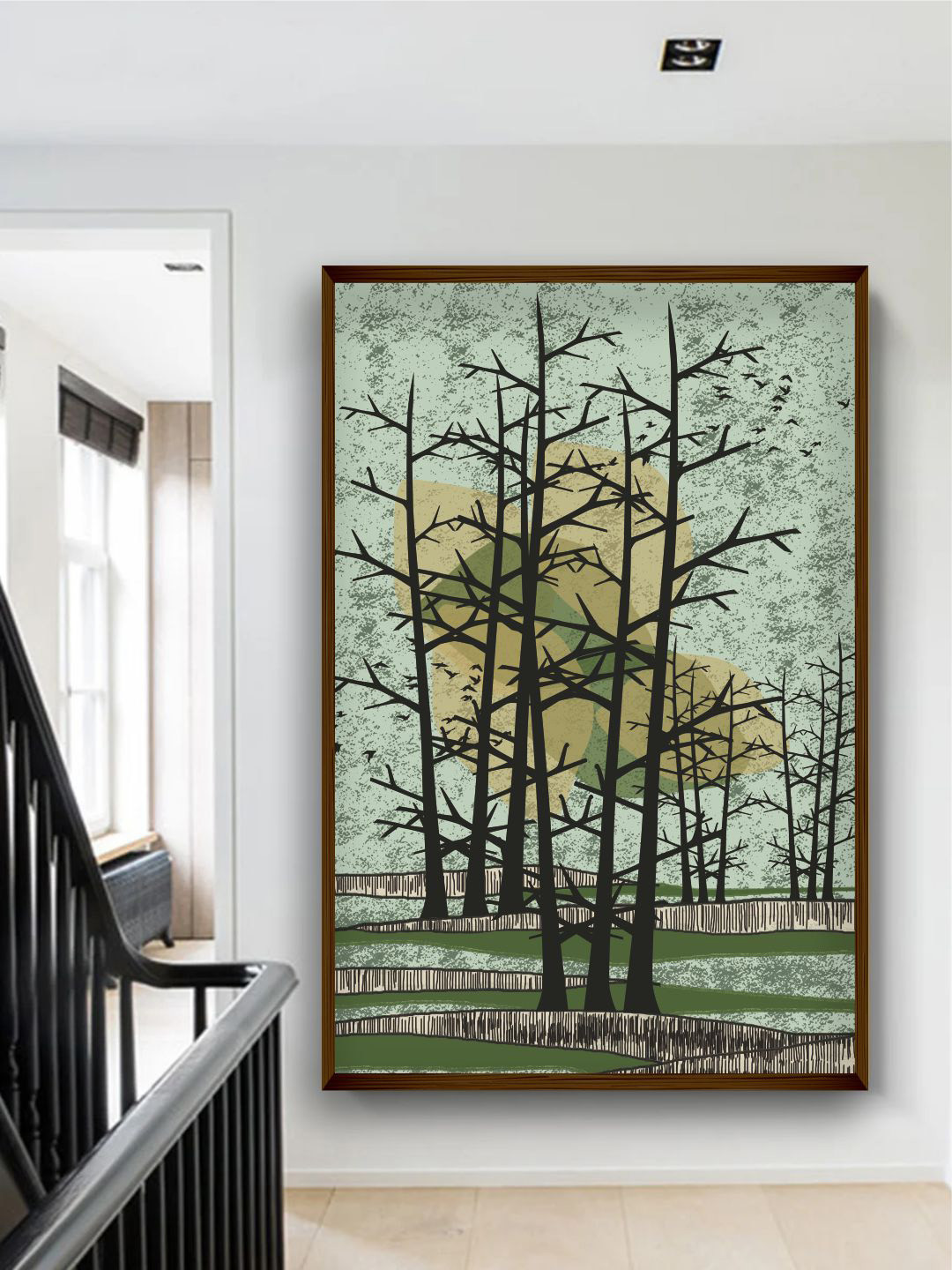The Art House Green & Black Landscape Painting Wall Art