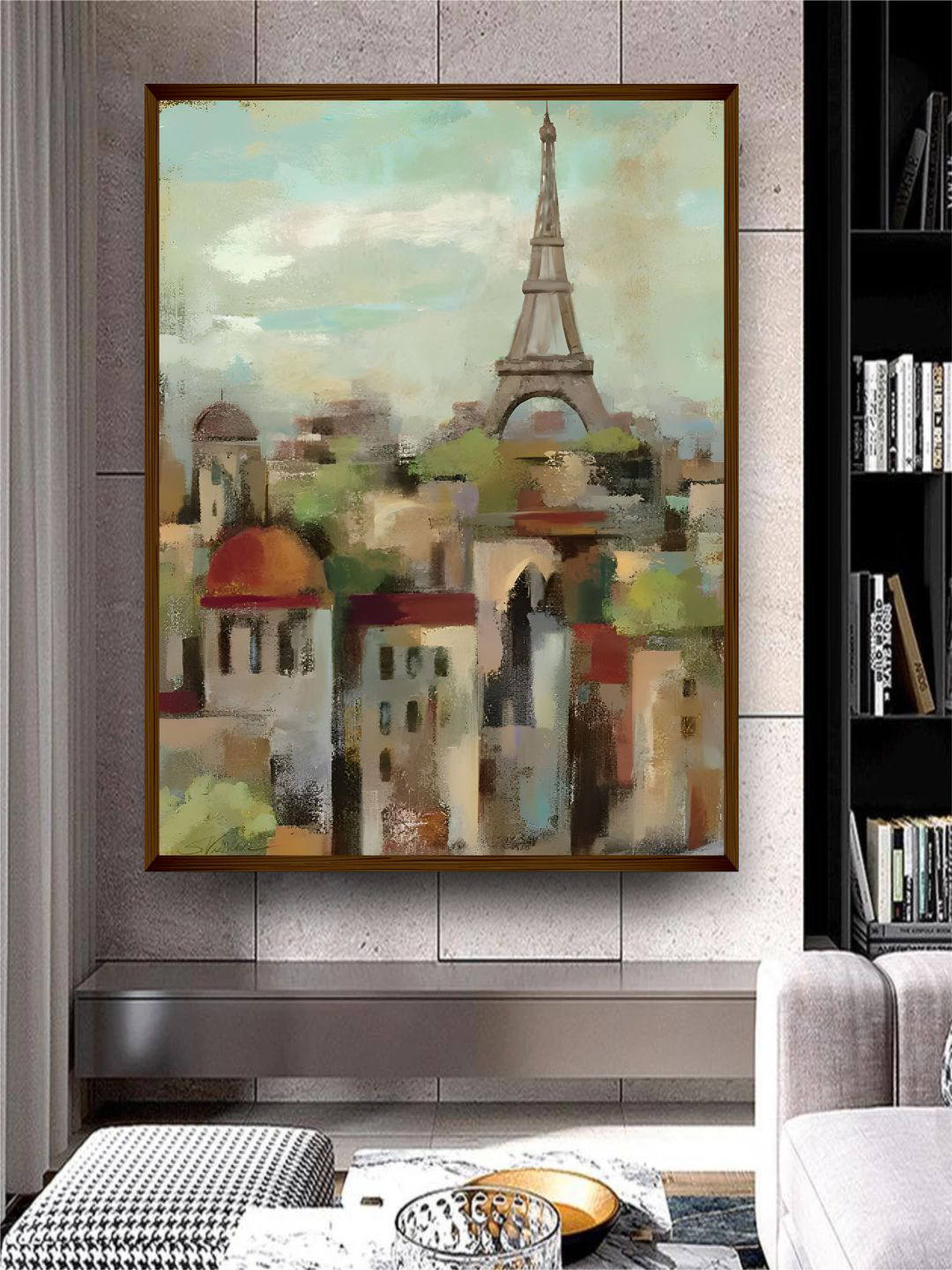 The Art House Green & Grey Landscape Abstract Canvas Painting Wall Art