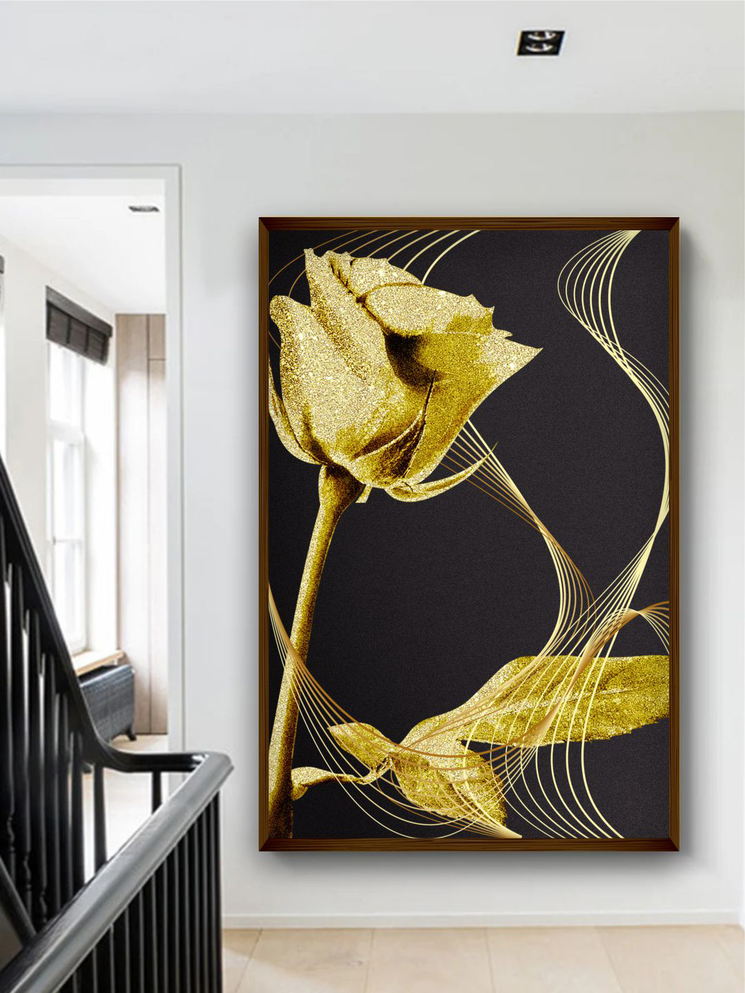 The Art House Black & Yellow Rose Painting Framed Wall Art