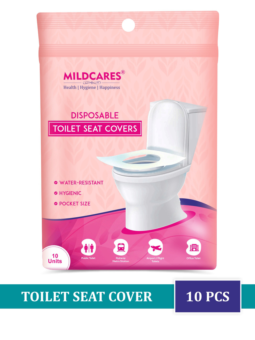 MILDCARES Disposable Travel-Friendly Toilet Seat Covers - 10 Sheets