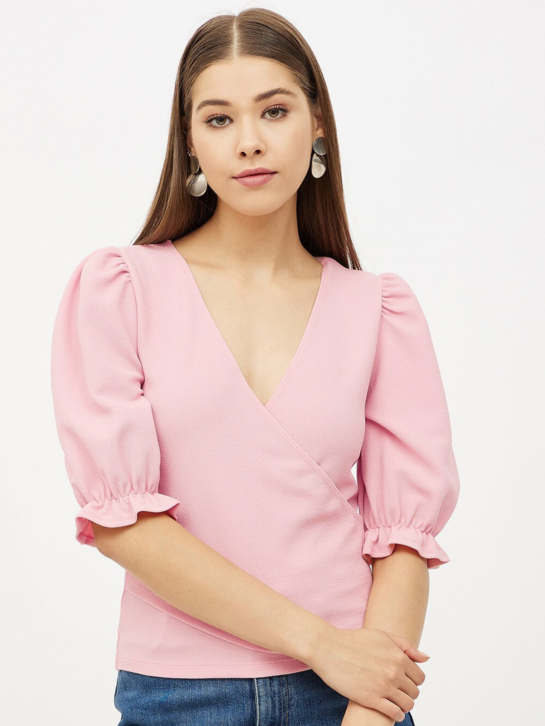 Harpa Wrap Puff Sleeves Top