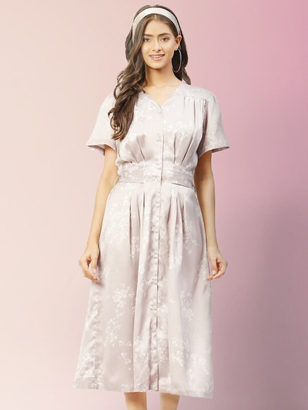 LILL Floral A-Line Midi Dress